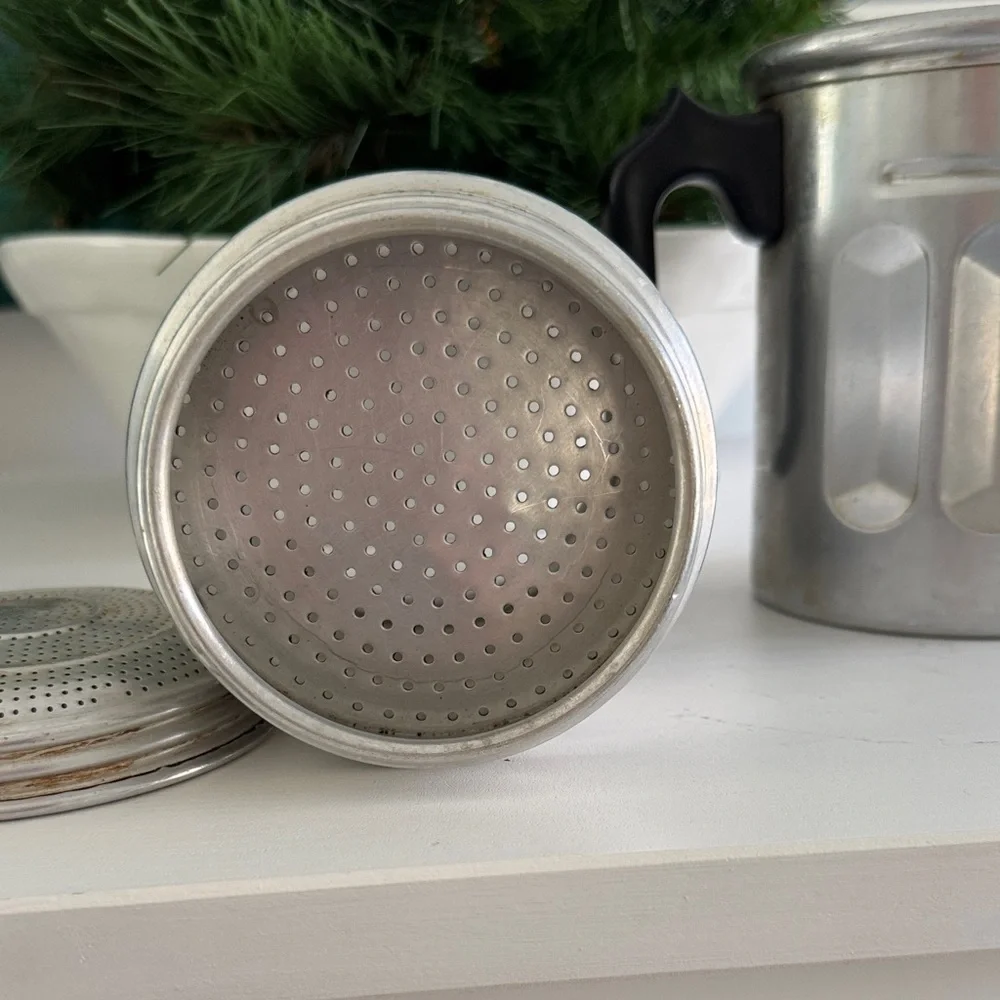 Vintage Italian Aluminum Coffee Pot 3 Pieces Eterna Aluminio Puro